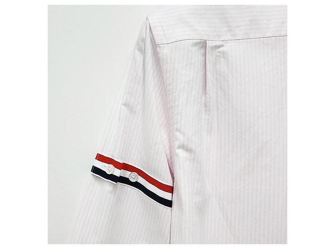 Thom Browne Camicia Oxford a Strisce Tre Strisce Rosa Chiaro - vista 20
