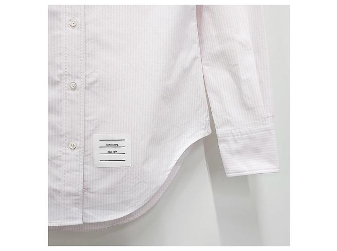 Thom Browne Camicia Oxford a Strisce Tre Strisce Rosa Chiaro - vista 6