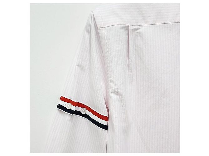 Thom Browne Camicia Oxford a Strisce Tre Strisce Rosa Chiaro - vista 8