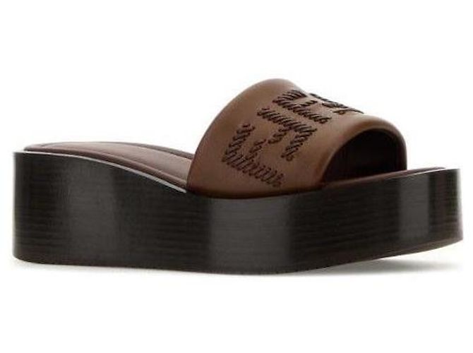 Fendi Leather Platform Slide Brown - view 5