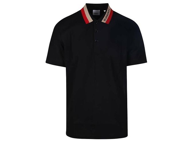 Burberry Gestreiftes Polo-Shirt mit Logo Schwarz - Ansicht 4
