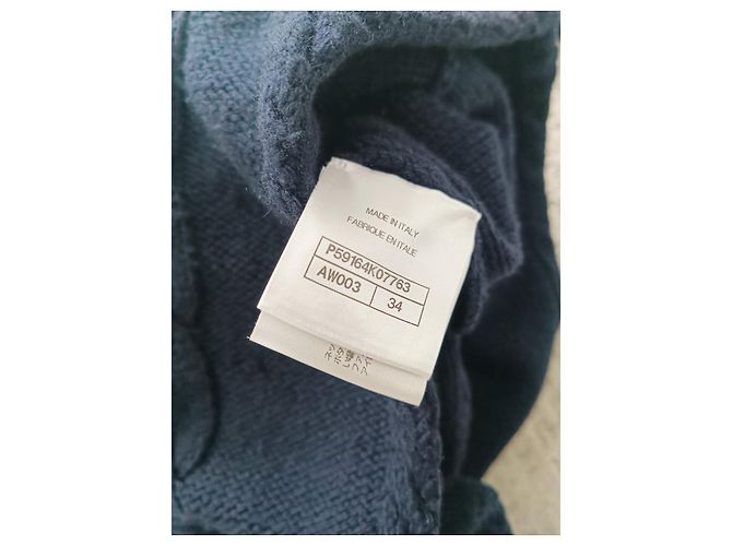 Chanel Kleid aus blauer Wolle und Kaschmir mit Kabelstrick FR34 Marineblau - Ansicht 5