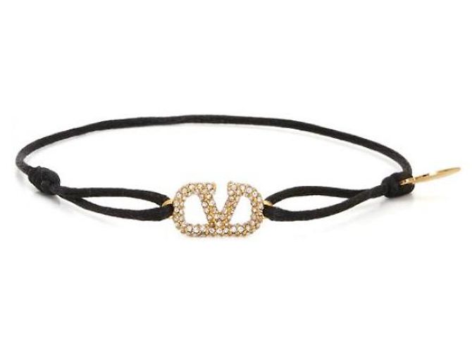 Valentino Pulseira de algodão com logo Garavani - vista 4