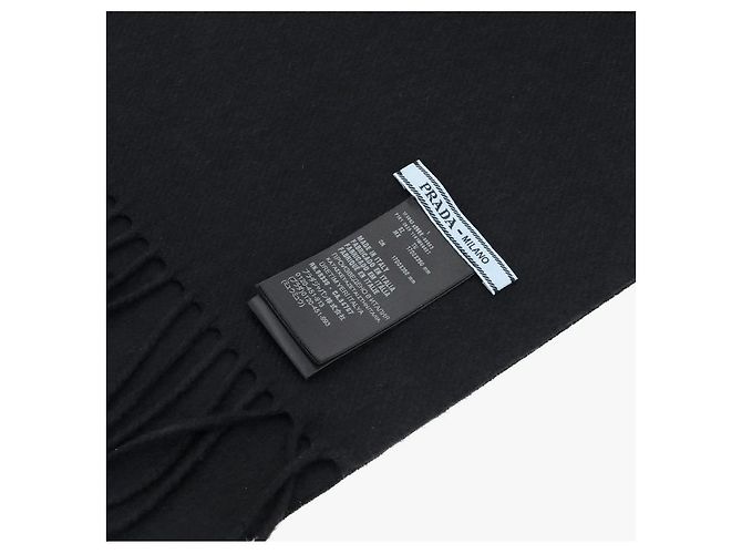 Prada Fransen-Schal aus Seide und Kaschmir mit Logo Schwarz - Ansicht 9