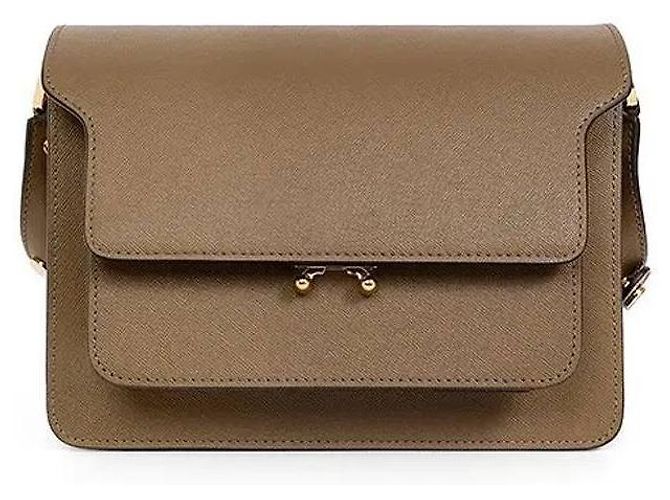 Marni Borsa Trunk Saffiano Media Marrone - vista 5