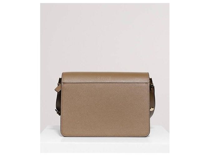 Marni Borsa Trunk Saffiano Media Marrone - vista 6