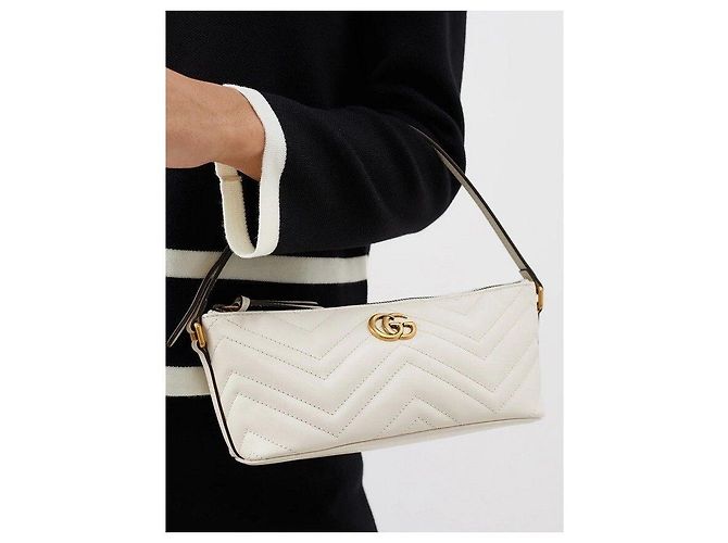 Gucci Borsa a Spalla GG Marmont Matelassé Bianco - vista 2