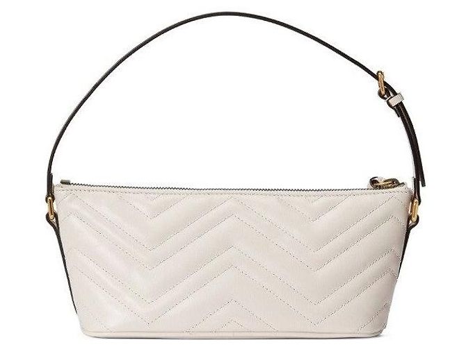 Gucci Borsa a Spalla GG Marmont Matelassé Bianco - vista 3