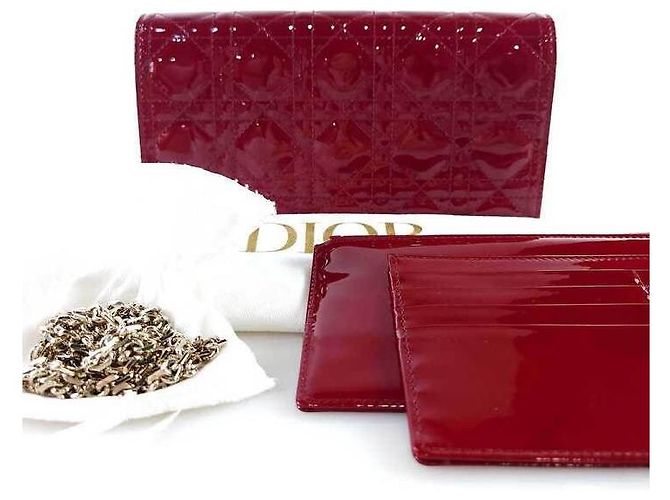 Dior Pochette a tracolla in vernice Cannage con catena per donna - vista 5