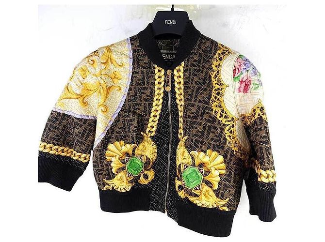 Fendi Versace FF Barock Seidenblousonjacke Mehrfarben - Ansicht 2
