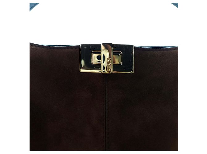 Fendi Borsa a spalla Peekaboo Light in suede Nero - vista 2