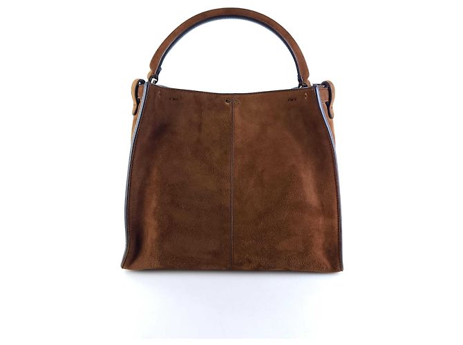 Fendi Borsa a spalla Peekaboo Light in suede Nero - vista 4