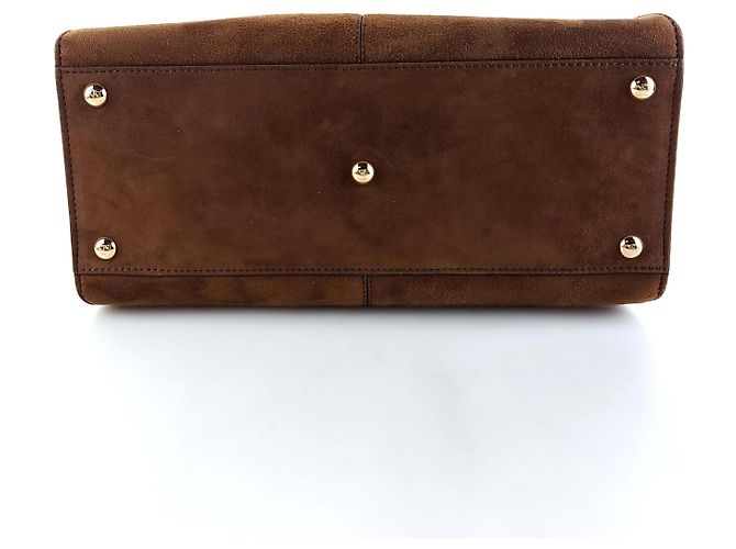 Fendi Borsa a spalla Peekaboo Light in suede Nero - vista 5