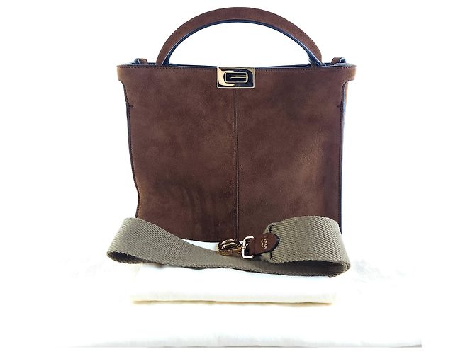 Fendi Borsa a spalla Peekaboo Light in suede Nero - vista 7