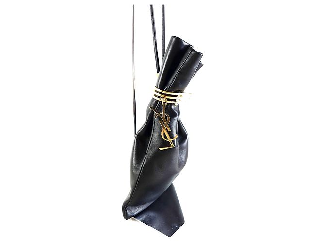 Saint Laurent Pochette da Sera in Pelle di Agnello Nera - vista 3