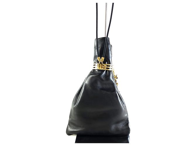 Saint Laurent Pochette da Sera in Pelle di Agnello Nera - vista 4