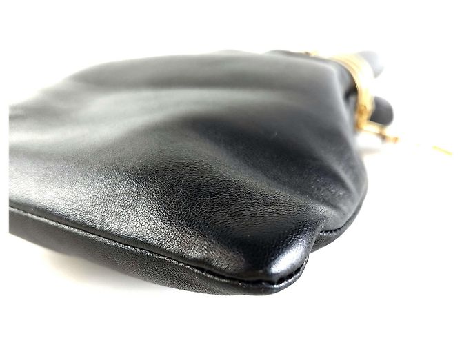 Saint Laurent Pochette da Sera in Pelle di Agnello Nera - vista 7