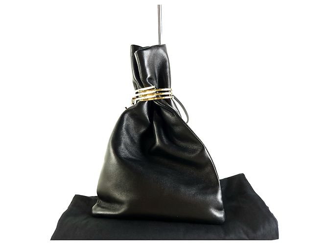 Saint Laurent Pochette da Sera in Pelle di Agnello Nera - vista 9