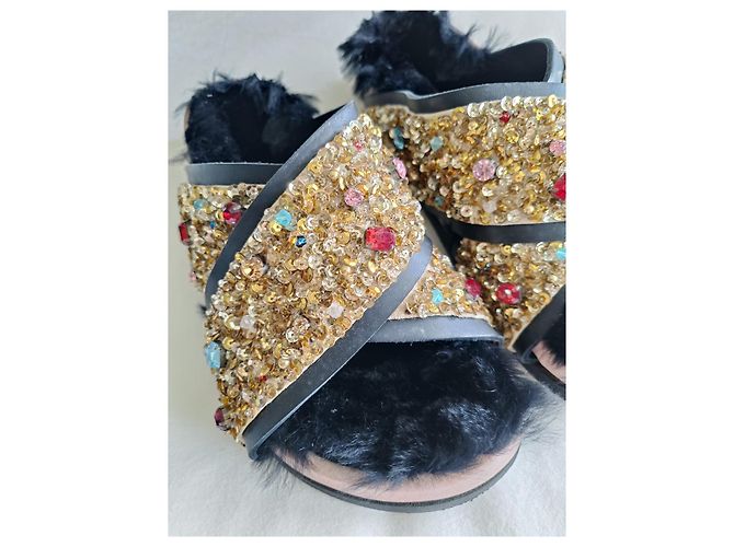 Céline CELINE S/S 2013 LAUFMODE KRISTALLVERZIERTE SCHUHE GRÖSSE EU36 Schwarz Golden - Ansicht 2