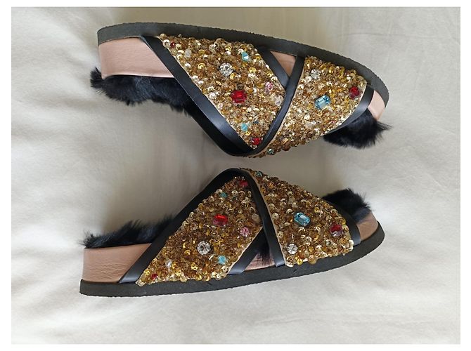 Céline CELINE S/S 2013 LAUFMODE KRISTALLVERZIERTE SCHUHE GRÖSSE EU36 Schwarz Golden - Ansicht 4