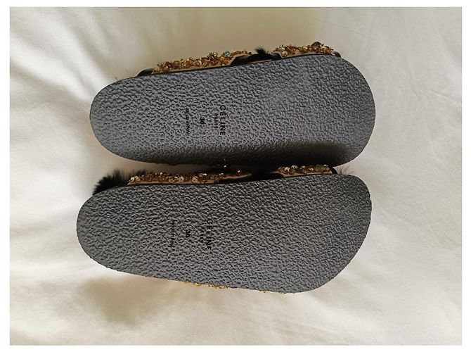 Céline CELINE S/S 2013 LAUFMODE KRISTALLVERZIERTE SCHUHE GRÖSSE EU36 Schwarz Golden - Ansicht 5
