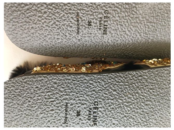 Céline CELINE S/S 2013 LAUFMODE KRISTALLVERZIERTE SCHUHE GRÖSSE EU36 Schwarz Golden - Ansicht 6