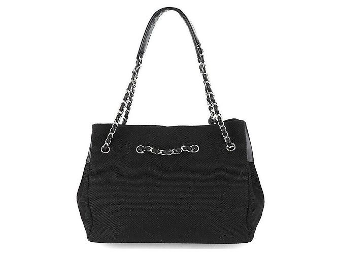Chanel Borsa a spalla in tela Chevron con catena Nero - vista 3