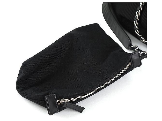 Chanel Borsa a spalla in tela Chevron con catena Nero - vista 6