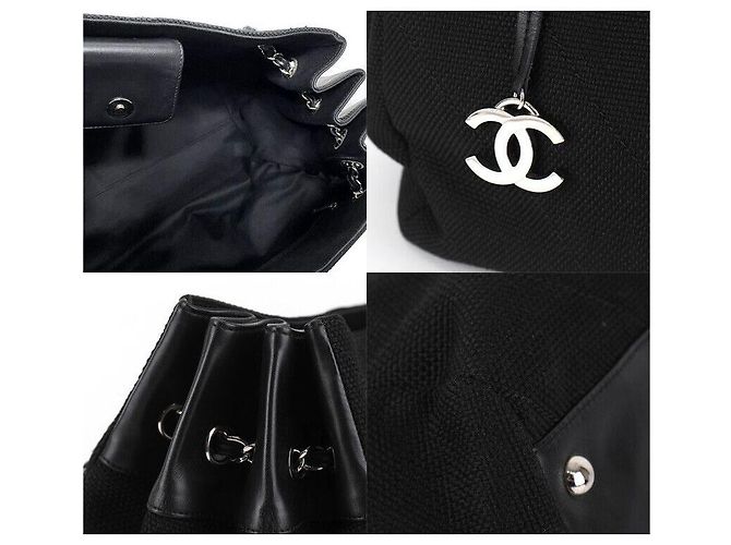 Chanel Borsa a spalla in tela Chevron con catena Nero - vista 7