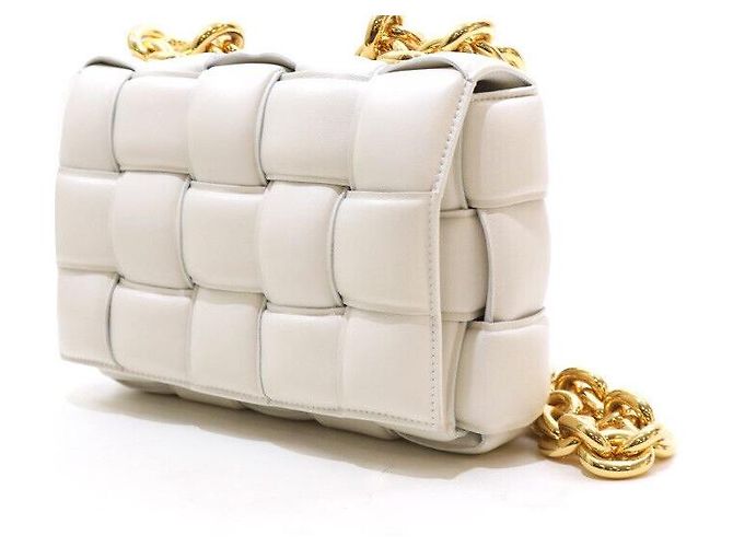 Cassette Bottega Veneta Bolsa de ombro de corrente acolchoada Branco - vista 2