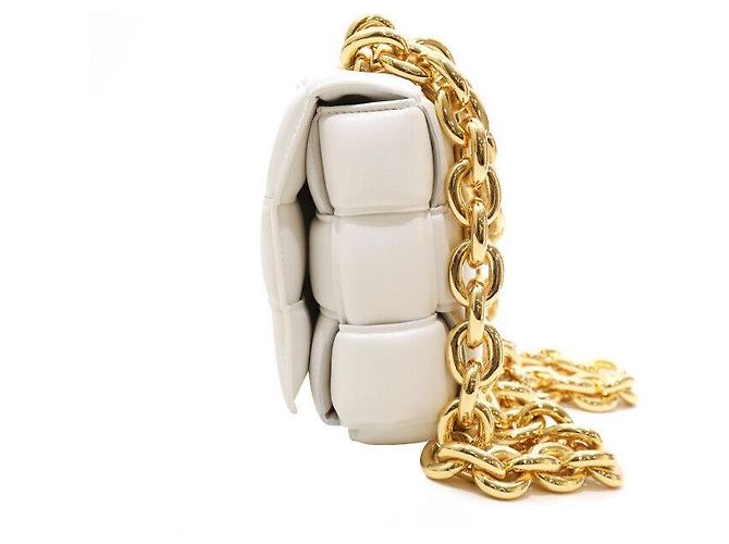 Cassette Bottega Veneta Bolsa de ombro de corrente acolchoada Branco - vista 3