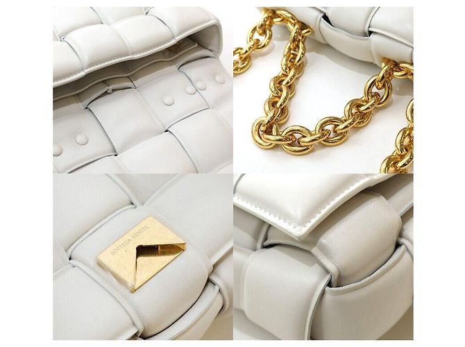 Cassette Bottega Veneta Bolsa de ombro de corrente acolchoada Branco - vista 7