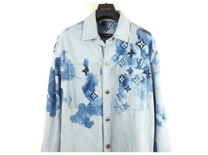 Louis Vuitton Giacca da lavoro a righe con monogramma ad acquerello Blu - vista 2