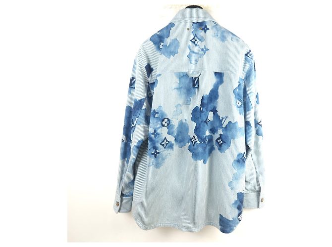 Louis Vuitton Giacca da lavoro a righe con monogramma ad acquerello Blu - vista 3