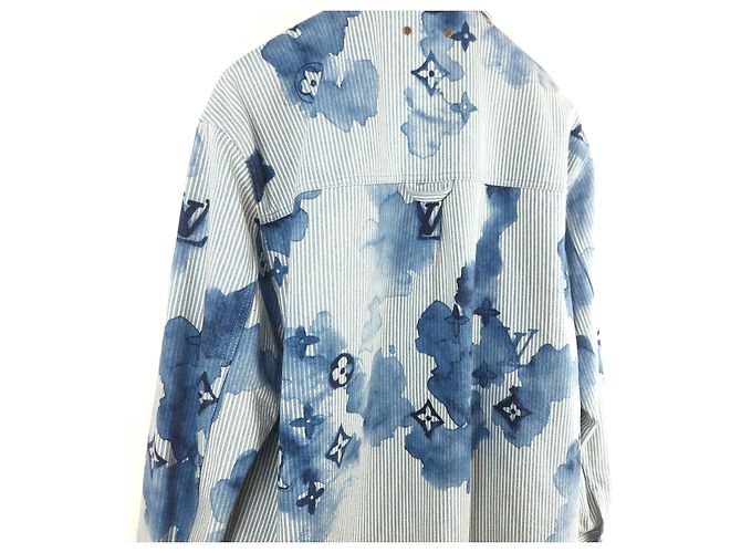 Louis Vuitton Giacca da lavoro a righe con monogramma ad acquerello Blu - vista 4