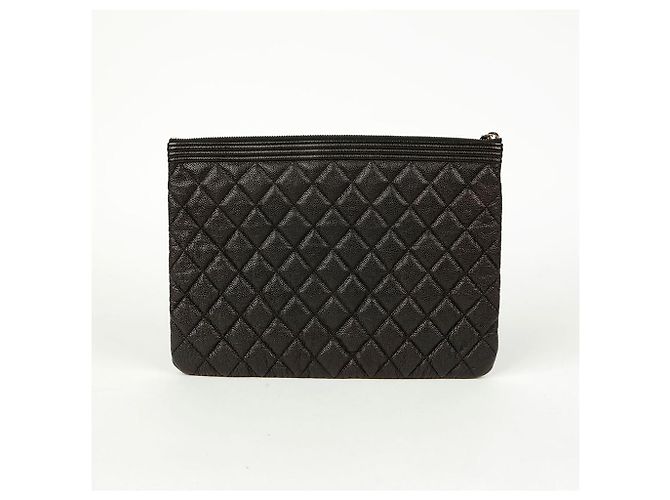 Chanel Clutch Medio in Pelle Caviar Boy Nero - vista 4