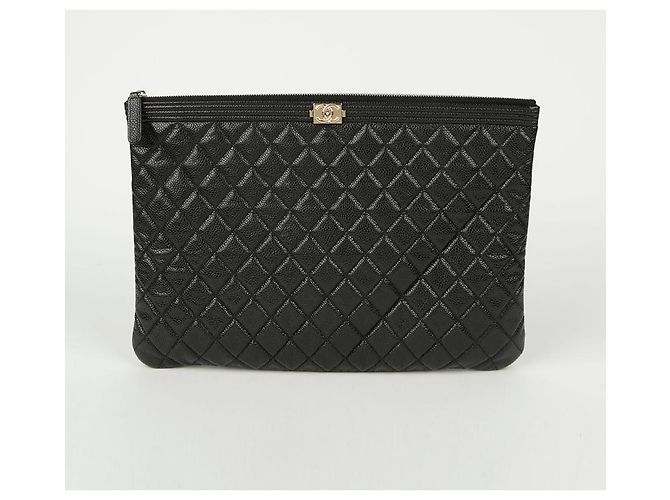 Chanel Clutch Grande Boy Caviar Nero - vista 2