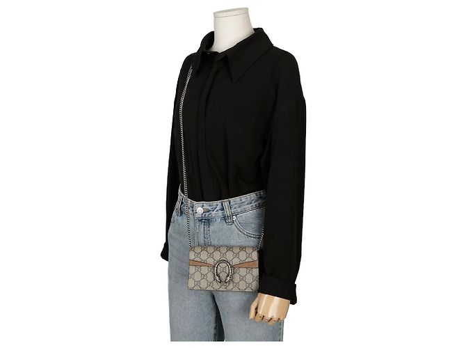 Gucci Borsa a tracolla incrociata super mini Dionysus con catena Bianco - vista 10