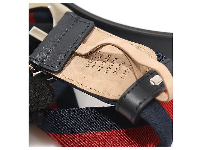 Gucci Cinturón de mujer de cuero azul marino con hebilla entrelazada WEB - vista 5