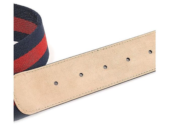 Gucci Cinturón de mujer de cuero azul marino con hebilla entrelazada WEB - vista 6