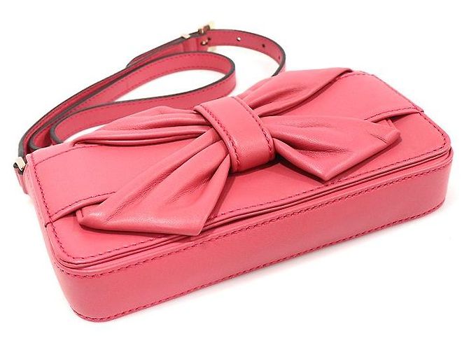 Valentino Borsa a tracolla in pelle rosa profondo con nastro - vista 5