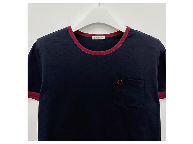 Moncler Blaue Baumwoll-T-Shirt mit gesticktem Logo - Ansicht 11