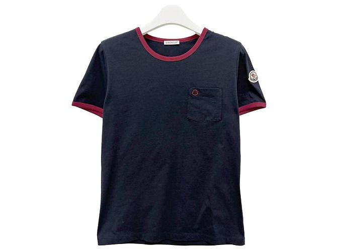 Moncler Blaue Baumwoll-T-Shirt mit gesticktem Logo - Ansicht 9