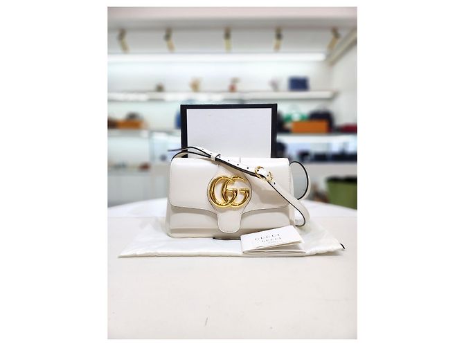 Gucci Borsa a tracolla incrociata GG Marmont in pelle bianca piccola Bianco - vista 2