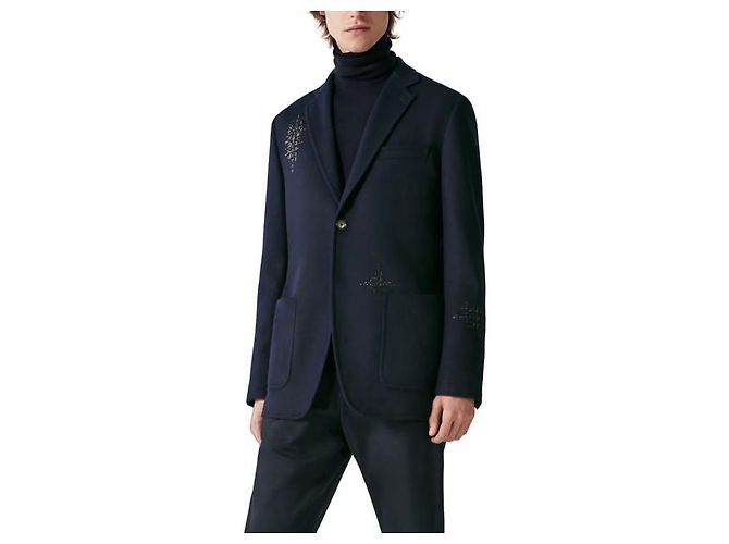 Hermès Giacca in pelle liscia di lana per uomo Stadium Nero - vista 2