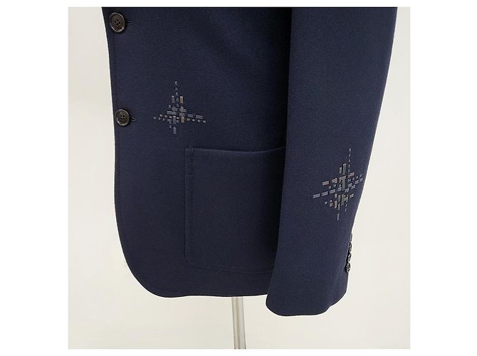 Hermès Giacca in pelle liscia di lana per uomo Stadium Nero - vista 8