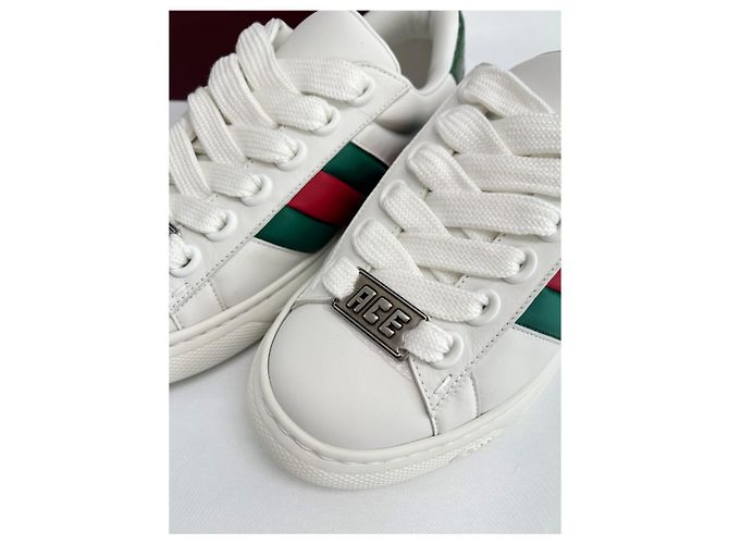 Gucci Sneakers in pelle Ace Web Bianco - vista 10