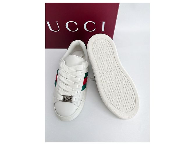 Gucci Sneakers in pelle Ace Web Bianco - vista 12