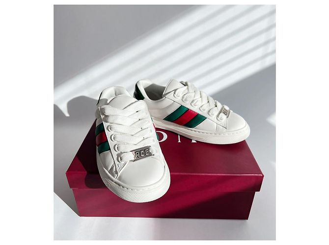 Gucci Sneakers in pelle Ace Web Bianco - vista 14