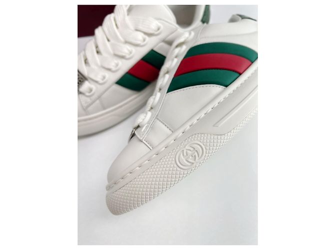 Gucci Sneakers in pelle Ace Web Bianco - vista 3